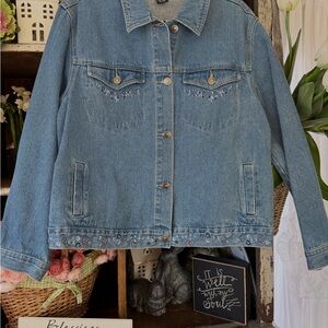 Style & Co. Blue Embroidered Jean Jacket